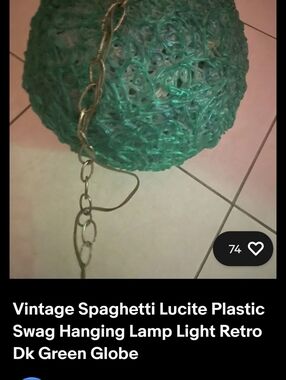 Green Lucite Spaghetti Swag Hanging Lamp Globe
